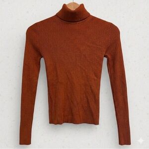 Abercrombie & Fitch Burnt Orange Ribbed Turtleneck Sweater